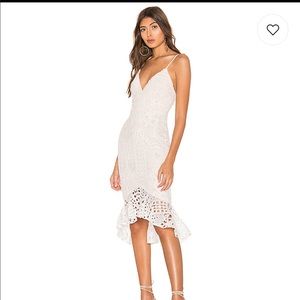 Lace white midi dress.